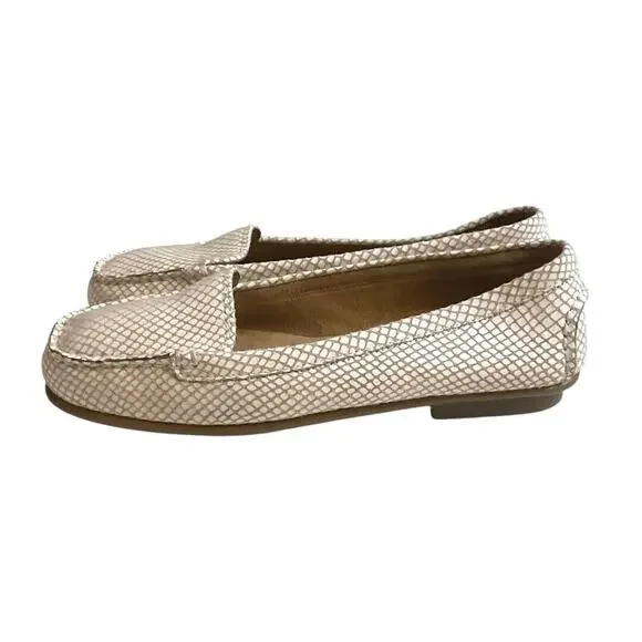 Aerosoles Snake Print Loafer Beige Slip On Nu Day Shoes SZ 6 Comfy Casual - Picture 3 of 10